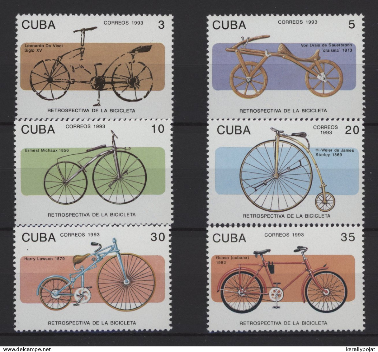 Cuba - 1993 History Of The Bicycle MNH__(TH-27653) - Unused Stamps