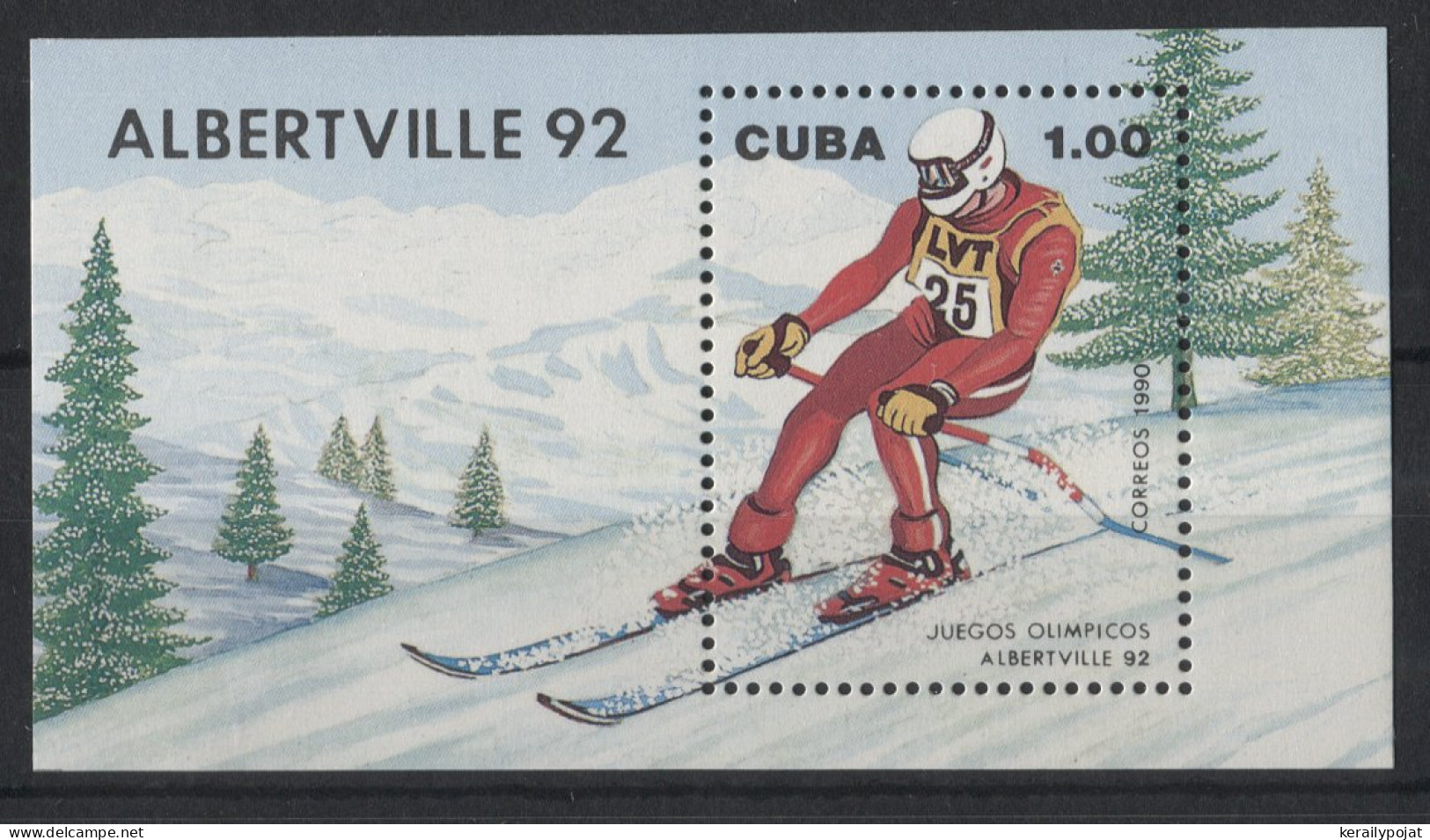 Cuba - 1990 Winter Olympics Albertville Block MNH__(TH-23926) - Blocks & Sheetlets