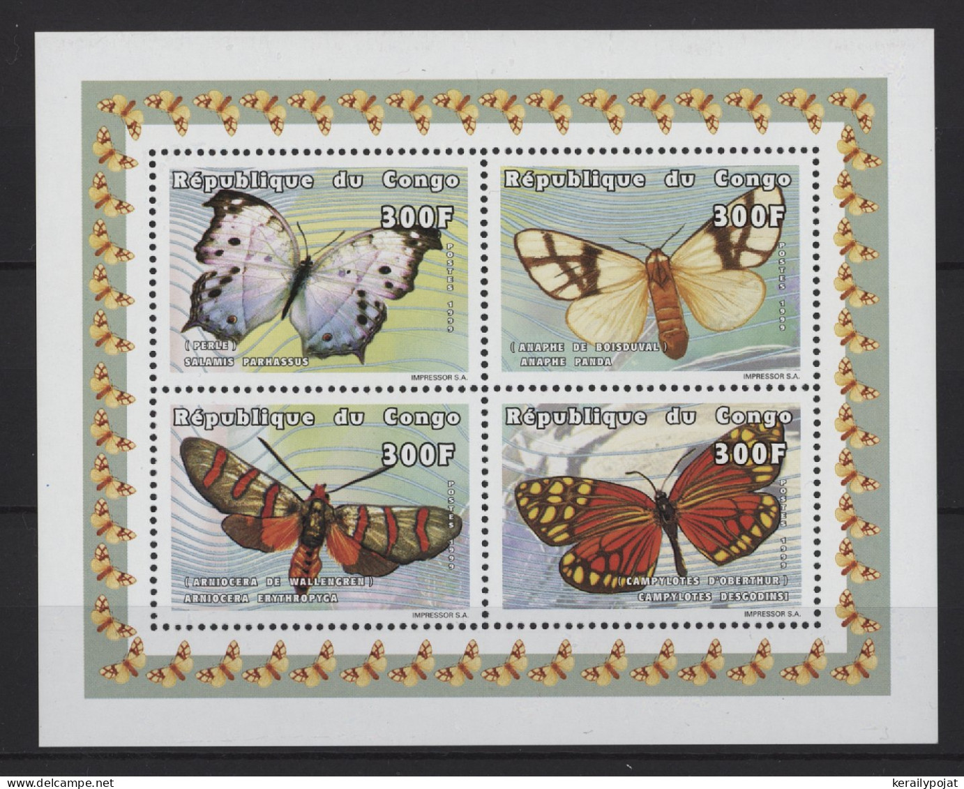 Congo (Brazzaville) - 1999 Butterflies Kleinbogen (1) MNH__(TH-26822) - Mint/hinged