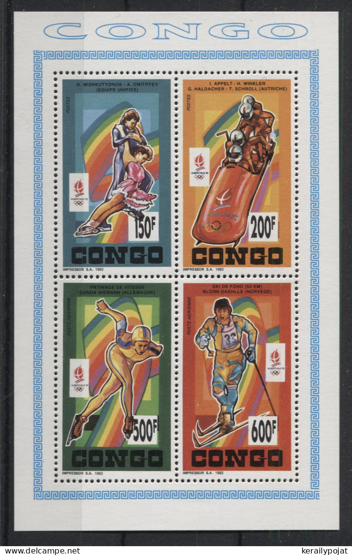 Congo (Brazzaville) - 1992 Winter Olympics Albertville Kleinbogen MNH__(TH-24056) - Mint/hinged