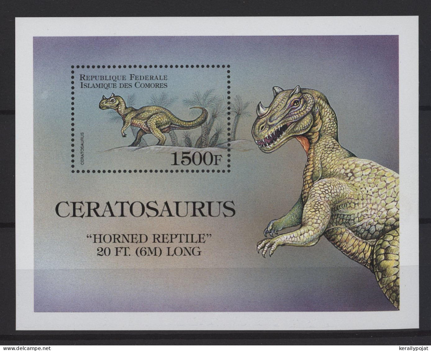 Comoros - 1999 Prehistoric Animals Block (4) MNH__(TH-24500) - Comores (1975-...)