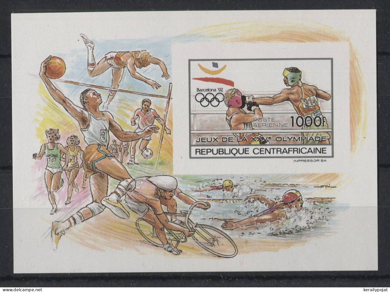 Central African Republic - 1990 Summer Olympics Barcelona Block (1) IMPERFORATE MNH__(TH-23975) - Zentralafrik. Republik