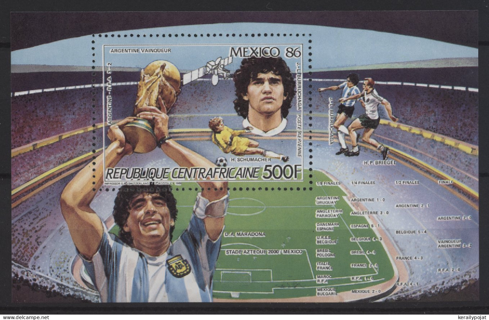 Central African Republic - 1986 Soccer World Cup Block MNH__(TH-27779) - Zentralafrik. Republik