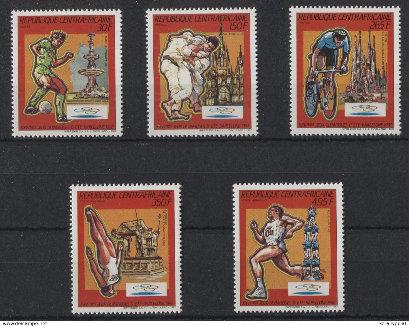 Central African Republic - 1987 Summer Olympics Barcelona MNH__(TH-23977) - Central African Republic