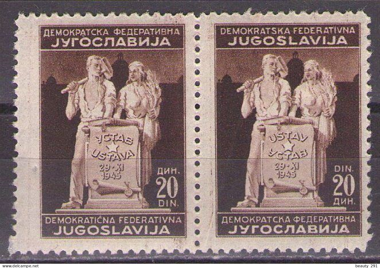 YUGOSLAVIA 1945  Mi 491 I,II - Meeting Of The Constituent Assembly In Pair - MNH**VF - Ongebruikt