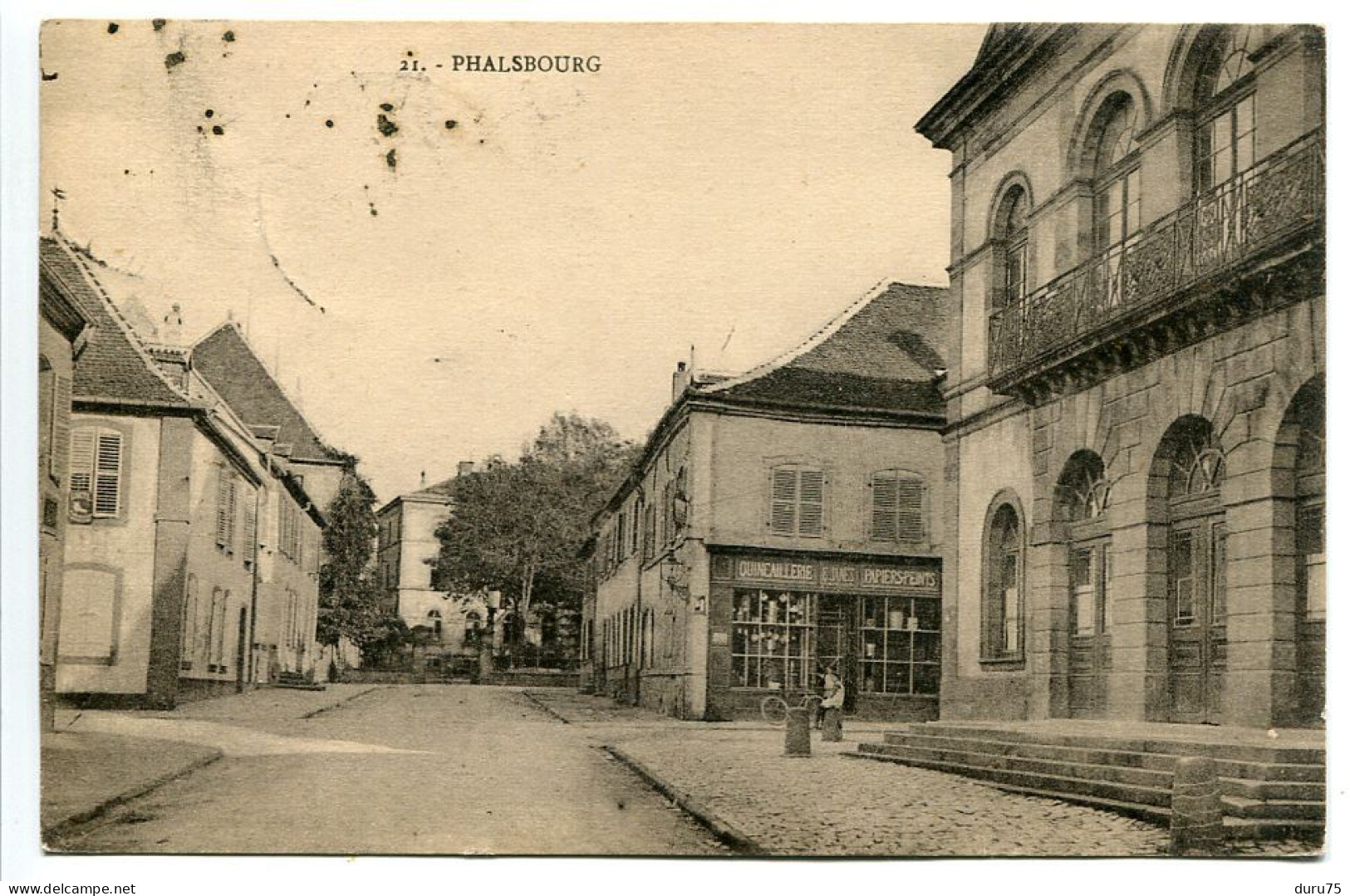 CPA Voyagé 1922 * PHALSBOURG Sans Autre Mention ( Rue Erckmann Commerce Quincaillerie ) Editeur Fr. Herbster Papeterie - Phalsbourg