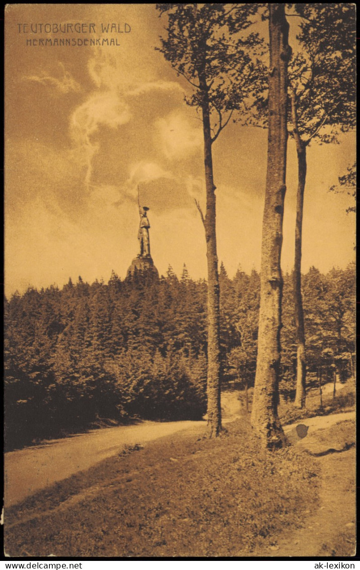 Ansichtskarte Hiddesen-Detmold Blick Vom Waldweg Auf Das Hermannsdenkmal 1912 - Detmold