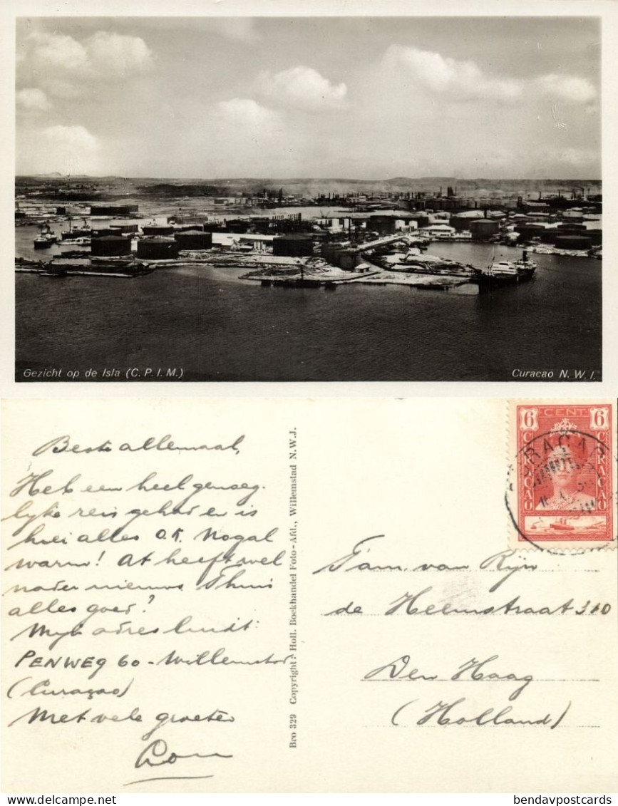 Curacao, N.W.I., WILLEMSTAD, Isla C.P.I.M. Oil Refinery (1930s) RPPC Postcard - Curaçao