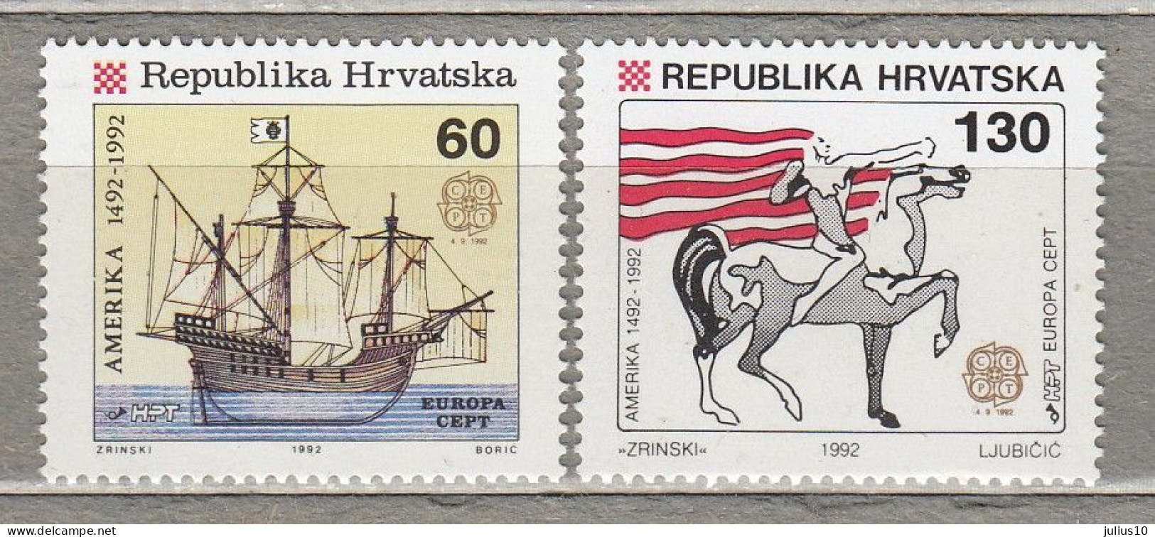 EUROPA CEPT 1992 Croatia C.Colombo 500th Discovery Of America MNH(**) Mi 211-212 #33912 - 1992