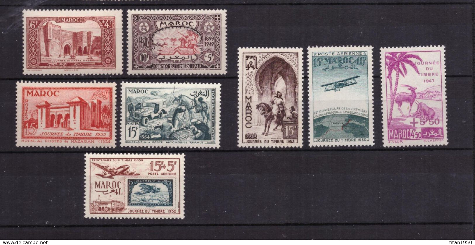 MAROC - Journée Du Timbre - 1947-1955 - Lot De 8 Tmbres Neufs ** - Cote  18,50 € - Unused Stamps