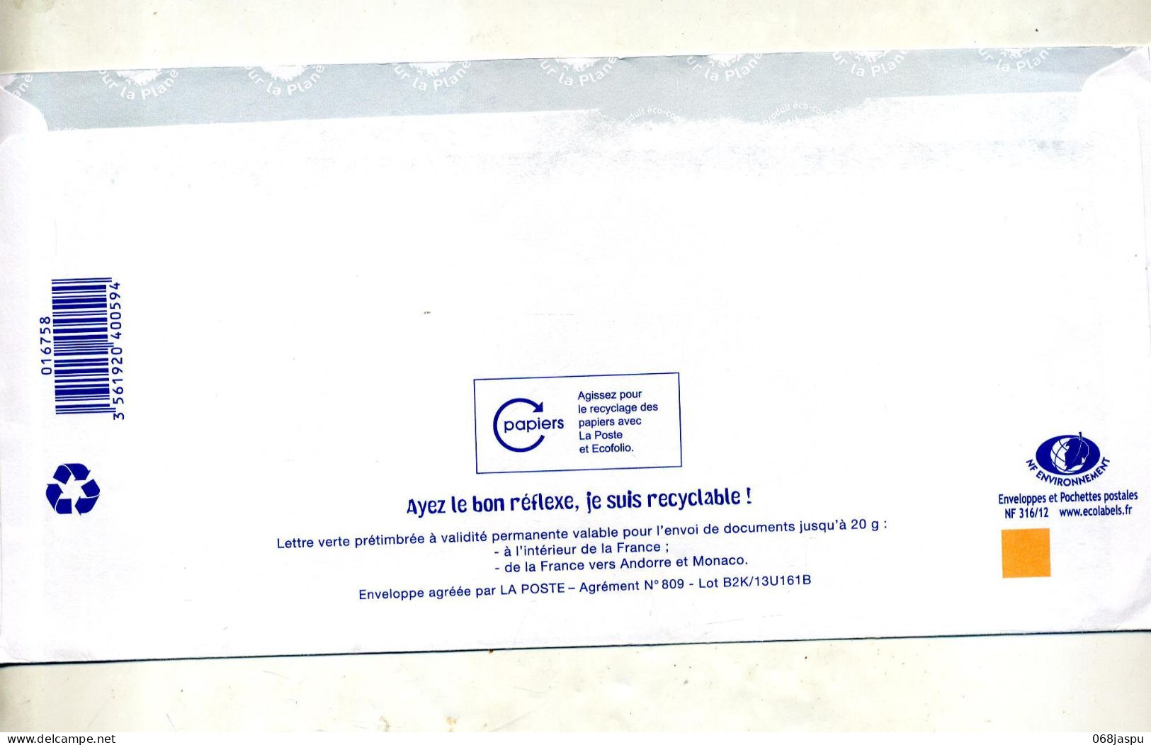 Pap Carte Verte Flamme Neopost Cachet  Poste - Listos A Ser Enviados: Otros (1995-...)