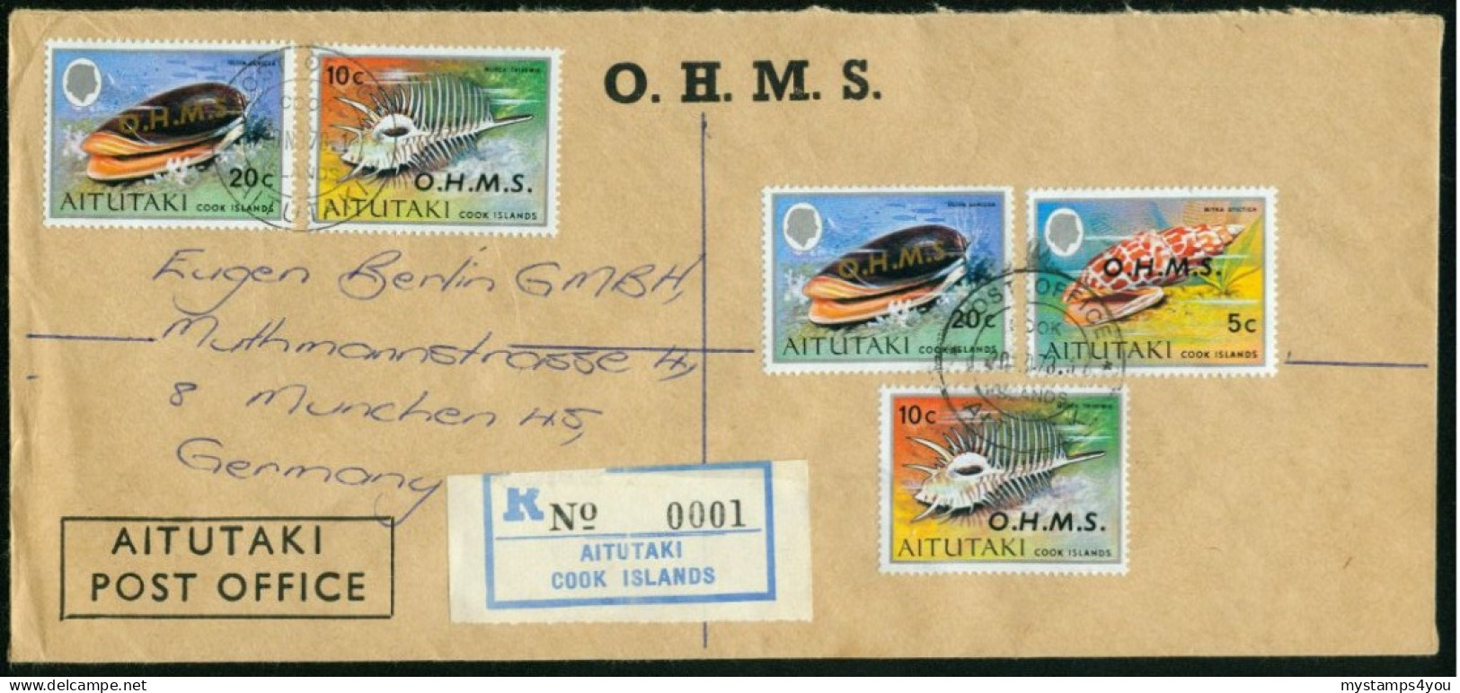 Br Aitutaki 1978 Official Registered Cover > Germany #bel-1002 - Aitutaki