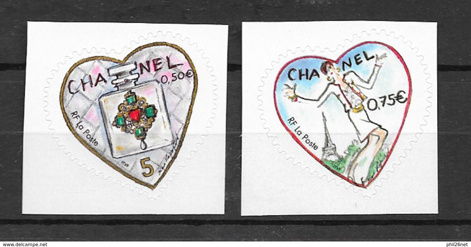 France N°3632B Et 3633B   Saint Valentin Coeurs De Chanel  Neufs * * TB= MNH VF - Textil