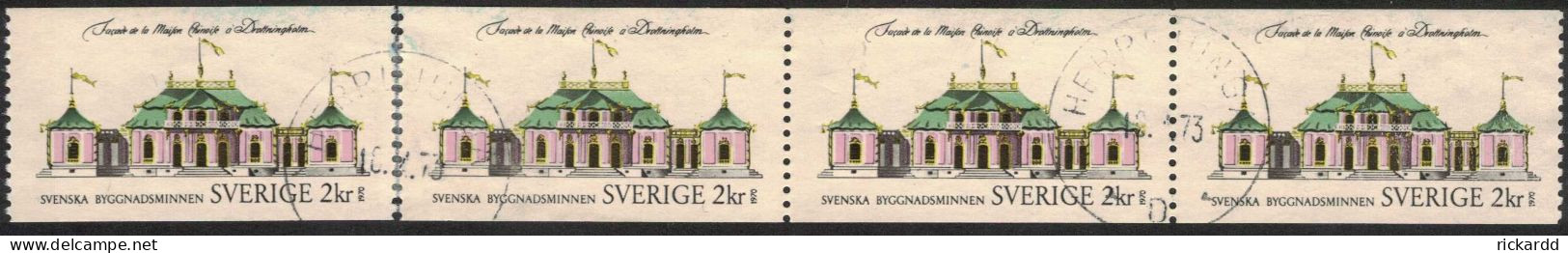 Sweden - Facit #701 LYX / PRAKTstämplat 2(4)-strip HERRLJUNGA 18.4.73 - 1930- ... Franqueo II
