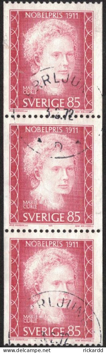 Sweden - Facit #753 LYX / PRAKTstämplat 2(3)-strip HERRLJUNGA 3.2.72 - 1930- ... Coil Stamps II