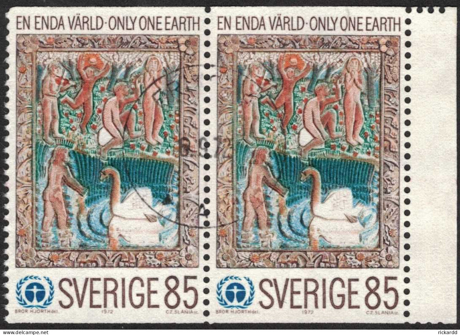 Sweden - Facit #776 LYX / PRAKTstämplat 2-strip FRITSLA 6.9.72 - 1930- ... Coil Stamps II