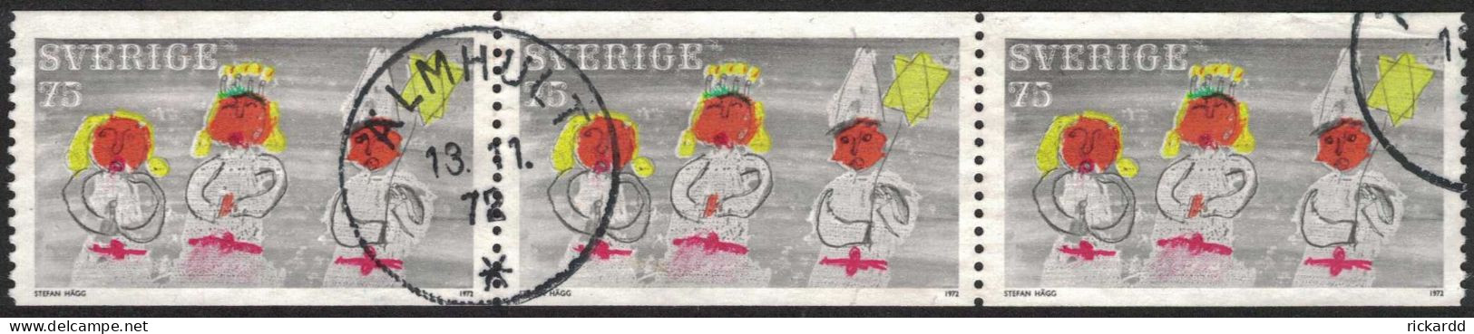 Sweden - Facit #795 LYX / PRAKTstämplat 2(3)-strip ÄLMHULT 13.11.72 - 1930- ... Rouleaux II