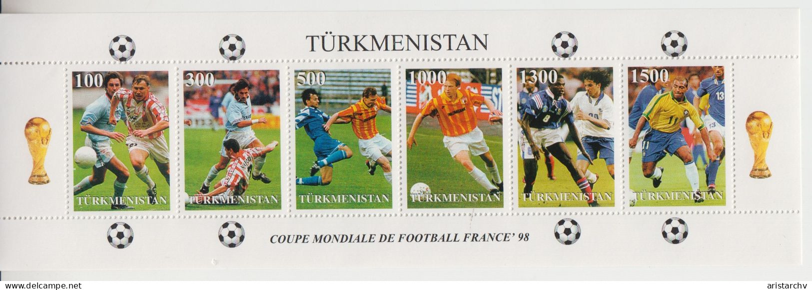 TURKMENISTAN 1998 FOOTBALL WORLD CUP 2 S/SHEETS AND 6 STAMPS - 1998 – Frankrijk