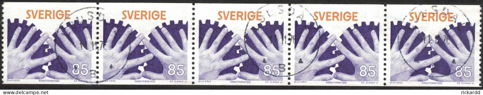 Sweden - Facit #981 LYX / PRAKTstämplat 5-strip LJUSDAL 11.11.76 - 1930- ... Francobolli In Bobina II