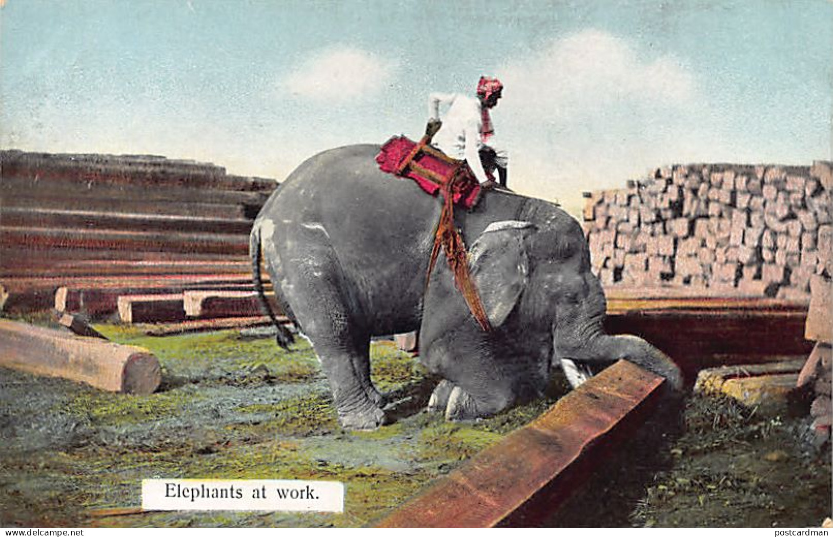 MYANMAR Burma - Elephants At Work - Publ. D. A. Ahuja 11 - Myanmar (Burma)