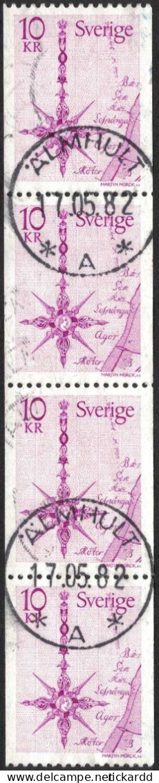 Sweden - Facit #1054 LYX / PRAKTstämplat 4-strip ÄLMHULT 17.05.82 - 1930- ... Rouleaux II