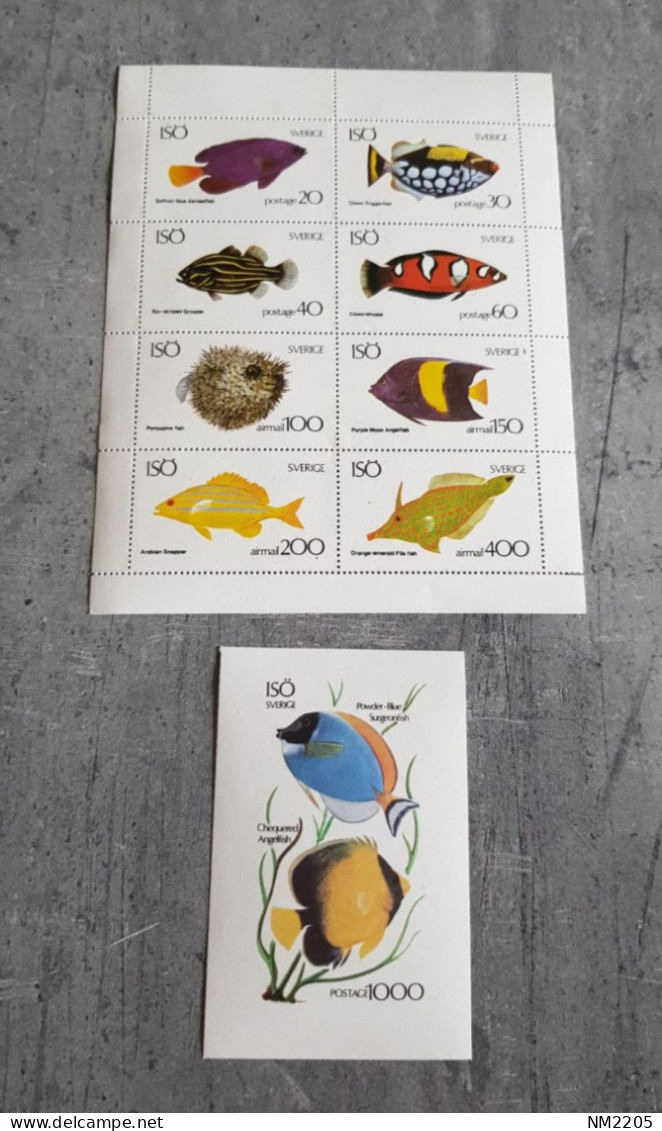 ISO SVERIGE  FISHES  SHEET &BLOCK PERFORED MNH - Fishes