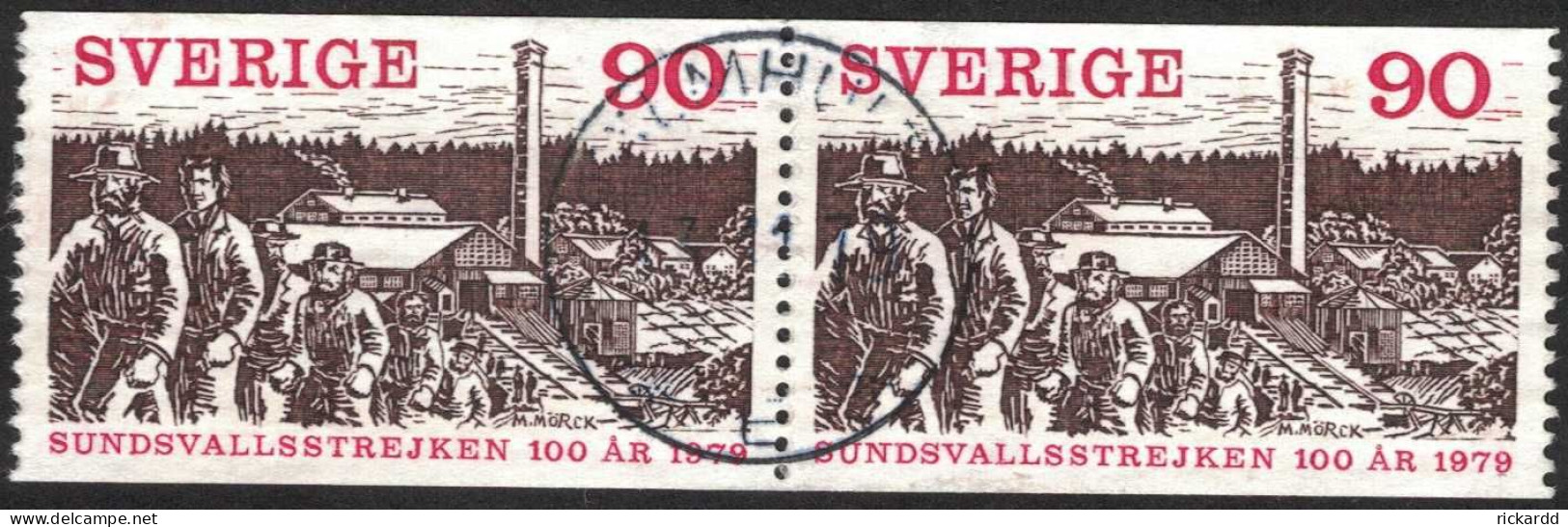 Sweden - Facit #1088 LYX / PRAKTstämplat 2-strip ÄLMHULT 13.11.79 - 1930- ... Rouleaux II