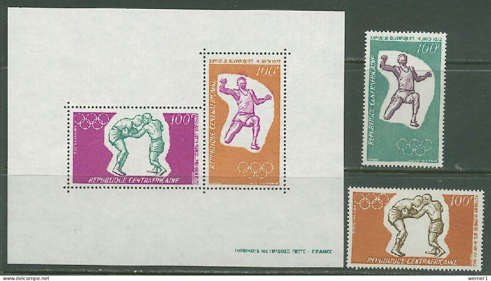 Central Africa 1972 Olympic Games Munich, Boxing, Athletics Set Of 2 + S/s MNH - Summer 1972: Munich