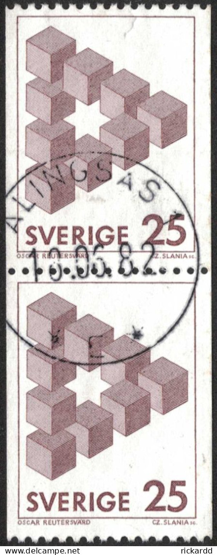 Sweden - Facit #1199 LYX / PRAKTstämplat 2-strip ALINGSÅS 1 18.06.82 - 1930- ... Franqueo II