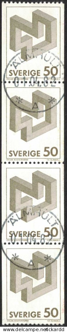 Sweden - Facit #1200 LYX / PRAKTstämplat 4-strip ÄLMHULT 01.04.82 - 1930- ... Coil Stamps II