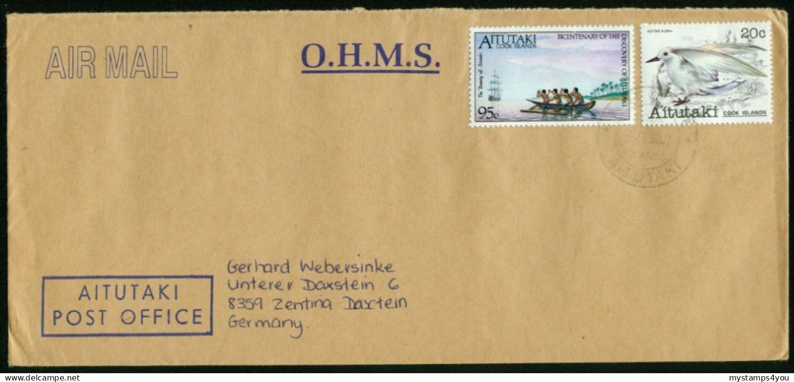 Br Aitutaki 1990 Cover > Germany  #bel-1004 - Aitutaki