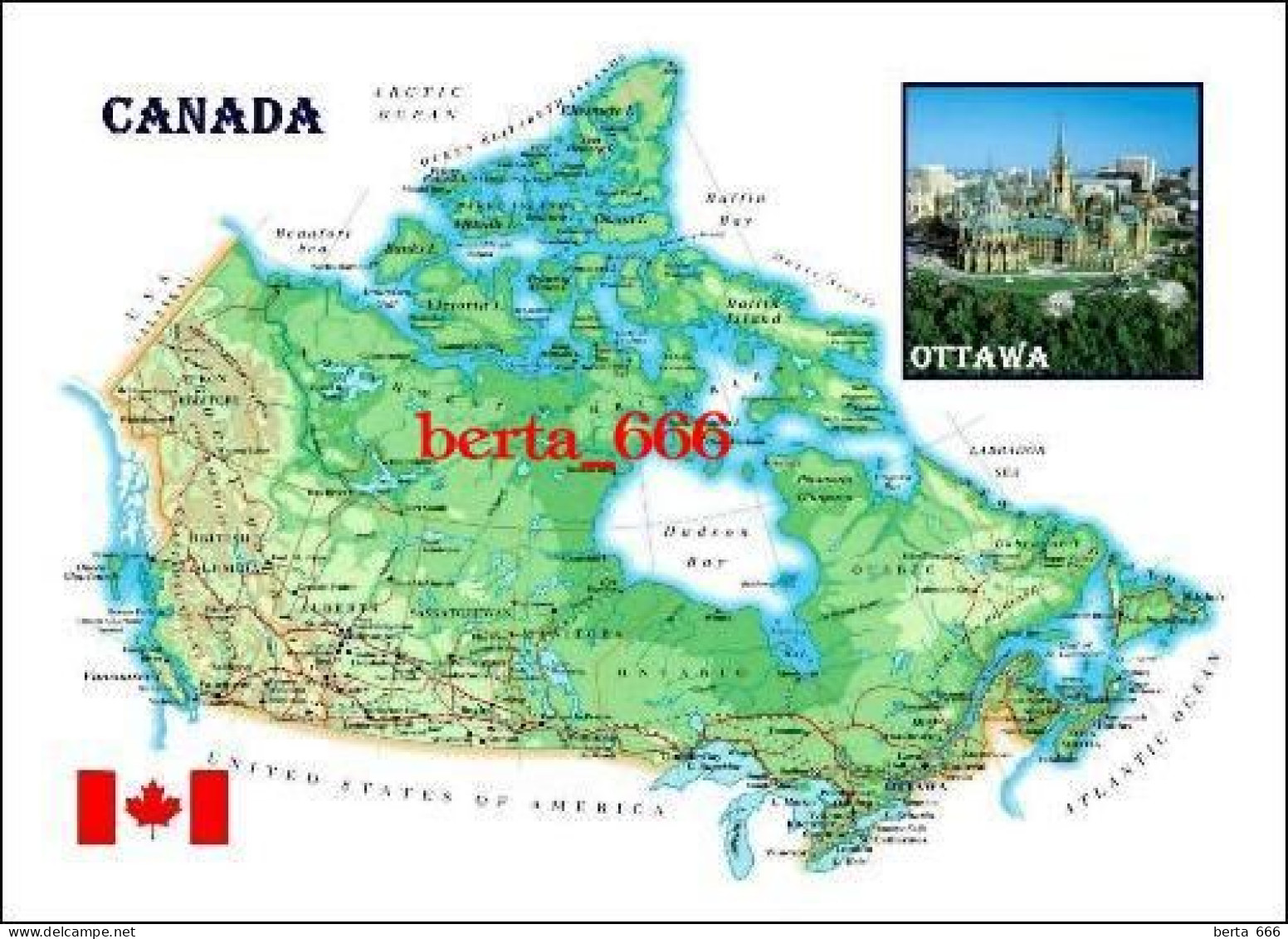 Canada Country Map New Postcard * Carte Geographique * Landkarte - Modern Cards