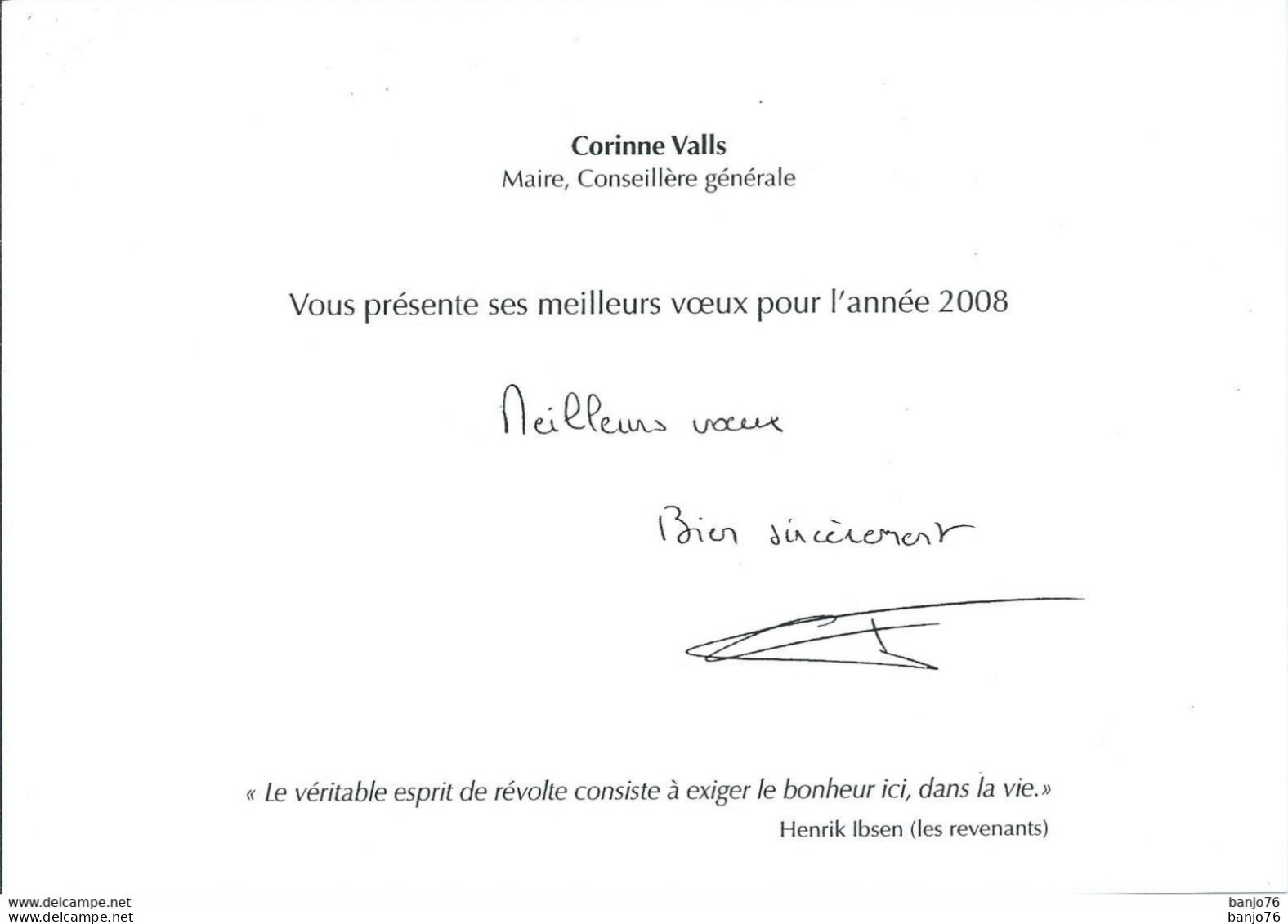 Romainville (93) - Carte De Vœux De La Mairie 2008 - Maire Corinne Valls - Romainville