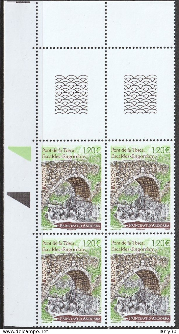 2018 - Y/T 814 - BLOC 4 - EUROPA - CEPT - ANDORRE FRANCAISE - Pont De La Tosca - Bloc 4 - Unused Stamps