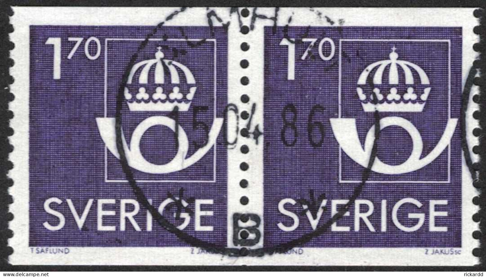 Sweden - Facit #1396 LYX / PRAKTstämplat 2-strip ÄLMHULT 15.04.86 - 1930- ... Coil Stamps II