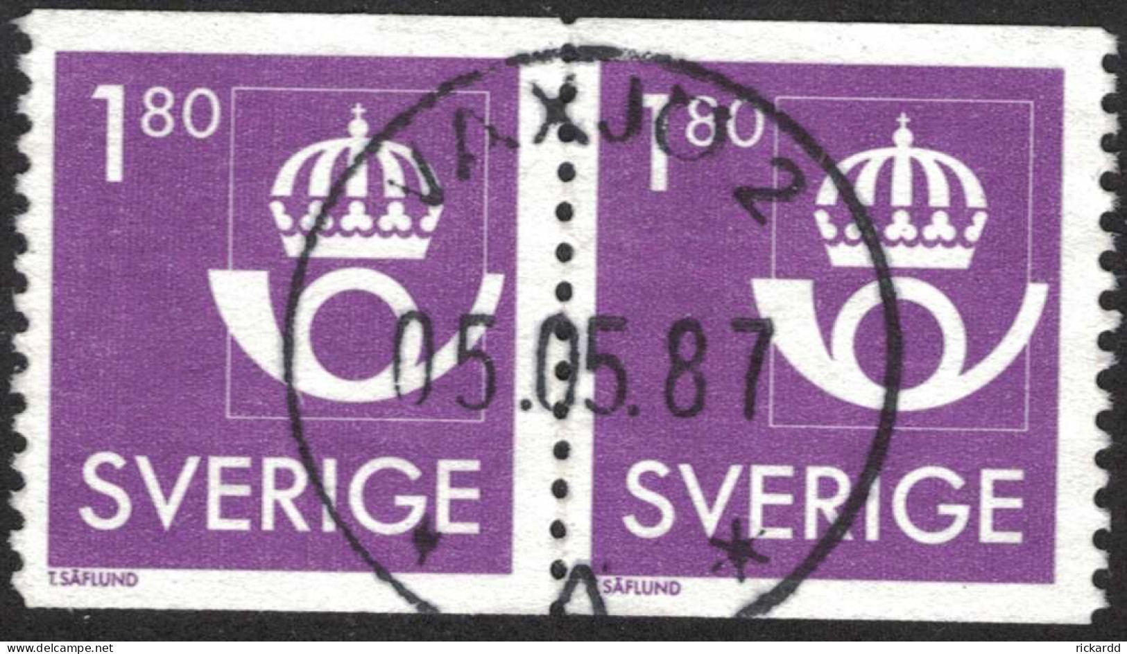 Sweden - Facit #1435 LYX / PRAKTstämplat 2-strip VÄXJÖ 2 05.05.87 - 1930- ... Rollen II