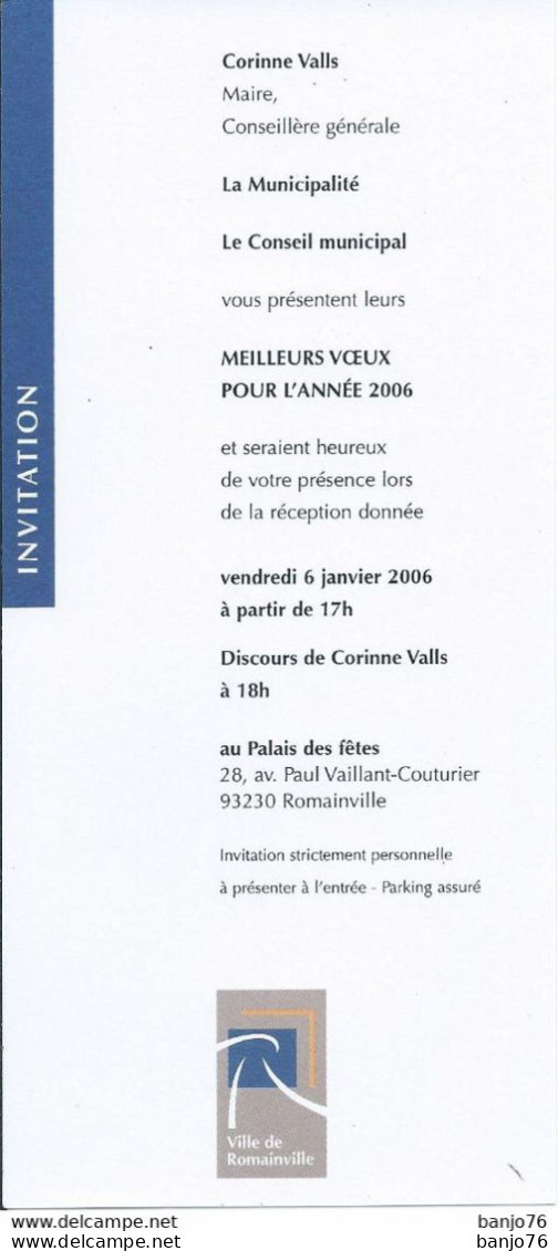 Romainville (93) - Carte De Vœux De La Mairie 2006 - Maire Corinne Valls - Romainville