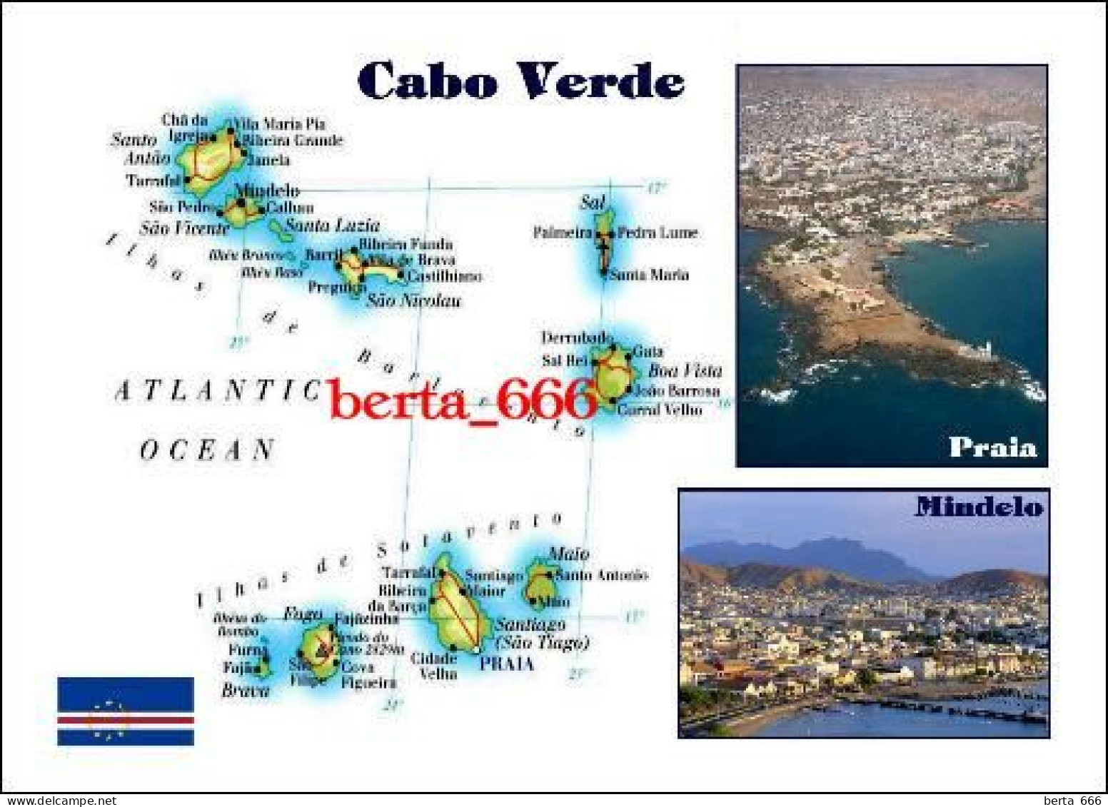 Cape Verde Map New Postcard * Carte Geographique * Landkarte - Cap Verde