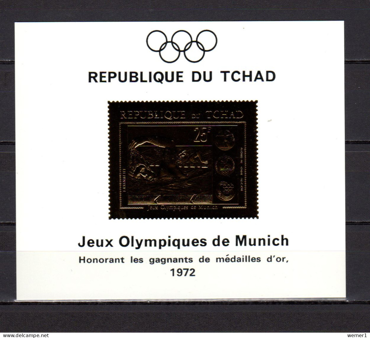 Chad - Tchad 1971 Olympic Games Munich, Swimming Gold S/s Imperf. MNH - Sommer 1972: München