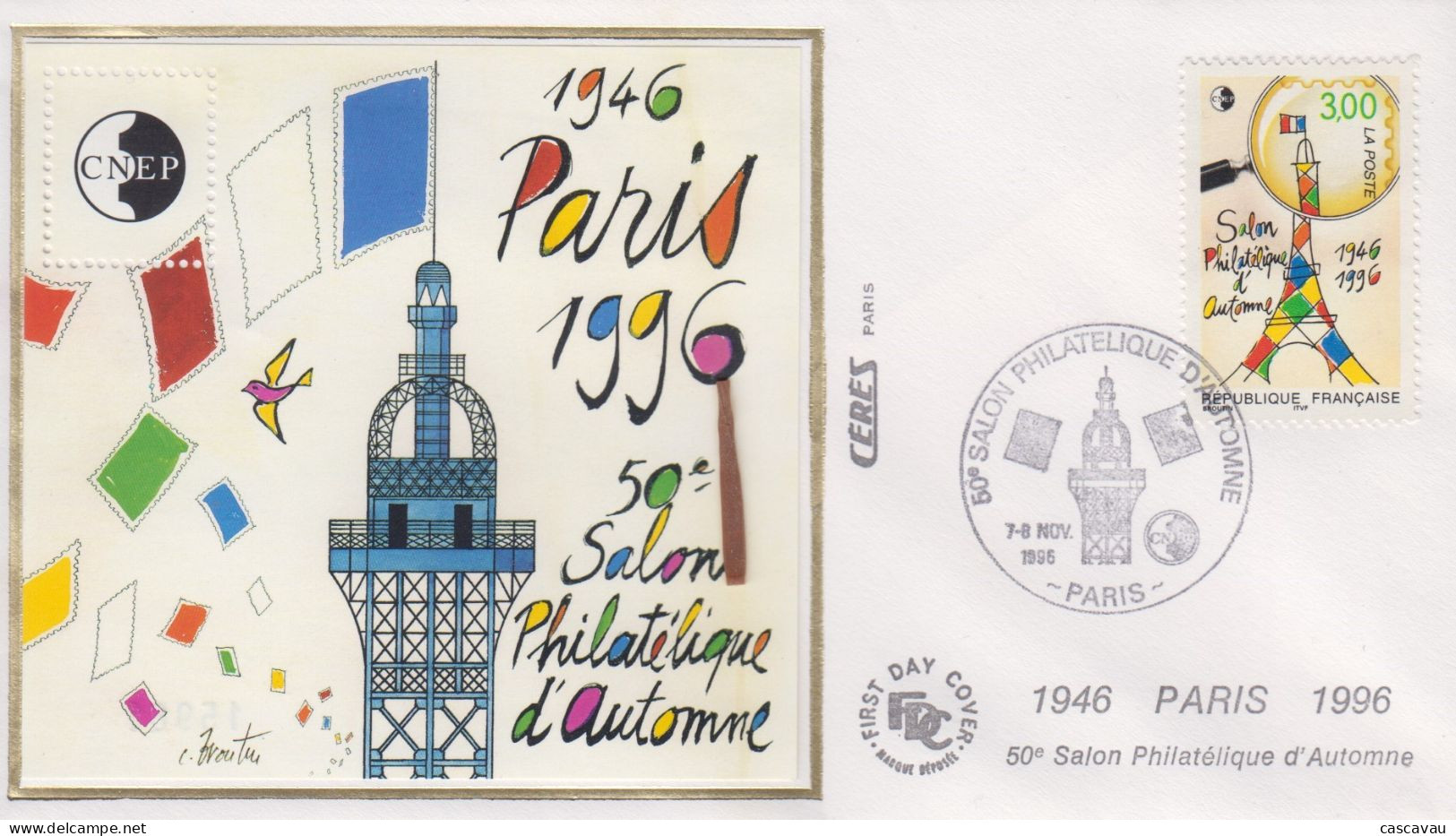 Enveloppe  FDC  FRANCE   Bloc  CNEP   50éme   Salon  Philatélique  D' Automne  PARIS   1996 - CNEP