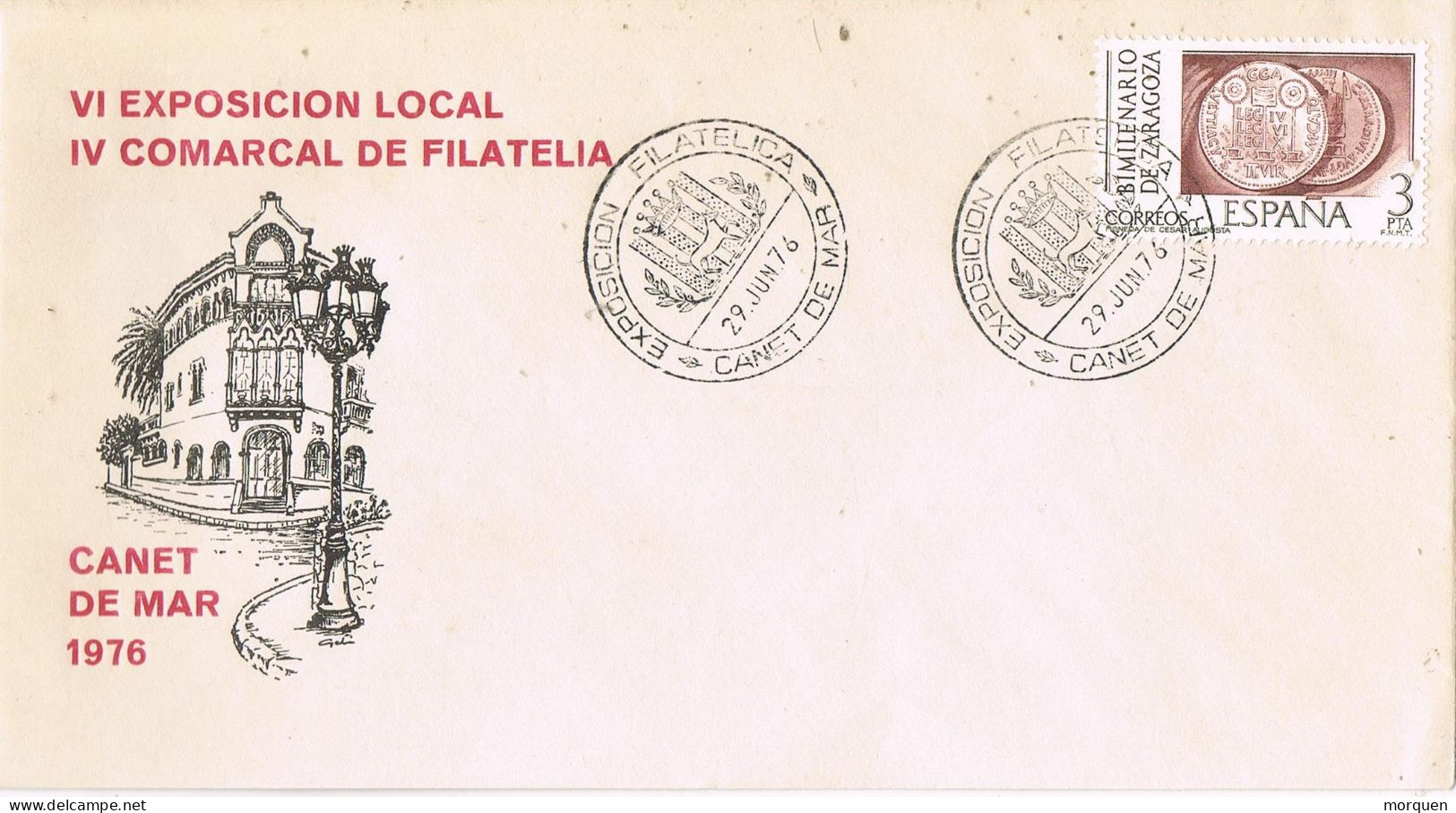 54684. Carta CANET De MAR (Barcelona) 1976. Exposicion Filatelica Comarcal. Museo Domenech Muntaner - Covers & Documents