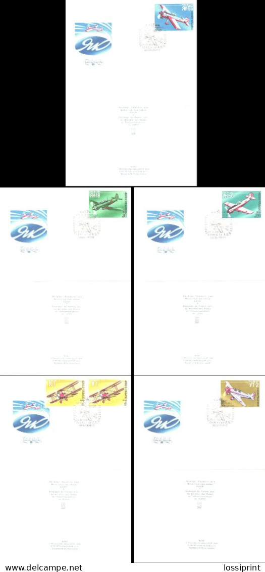 Soviet Union:Russia:USSR:FDC Covers Serie Airplanes, JAK-1, UT-2, JAK-18, JAK-50, JAK-55, 1986 - FDC