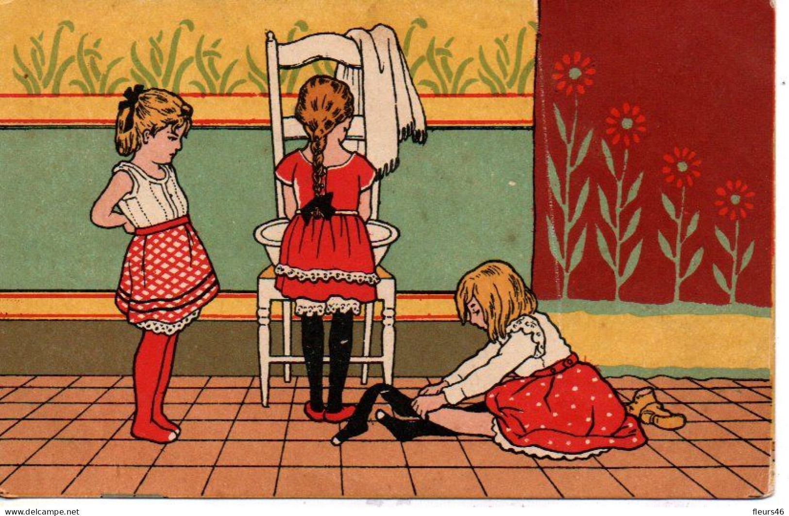 Illustrée . Petites Filles Victoriennes S'habillant LA BELLE JARDINIERE Beriot Lille   - - Gruppi Di Bambini & Famiglie