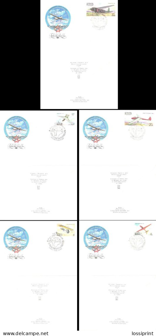 Soviet Union:Russia:USSR:FDC Covers Serie Gliders And Airplane, Soviet Gliders History, 1982 - FDC