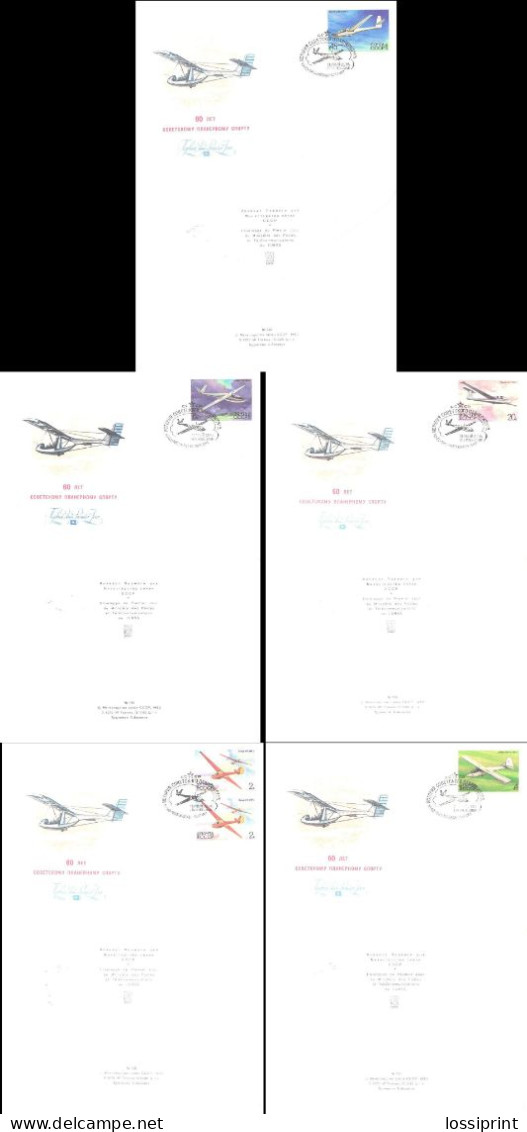 Soviet Union:Russia:USSR:FDC Covers Serie Gliders, 60 Years Soviet Gliders Sport, 1983 - FDC