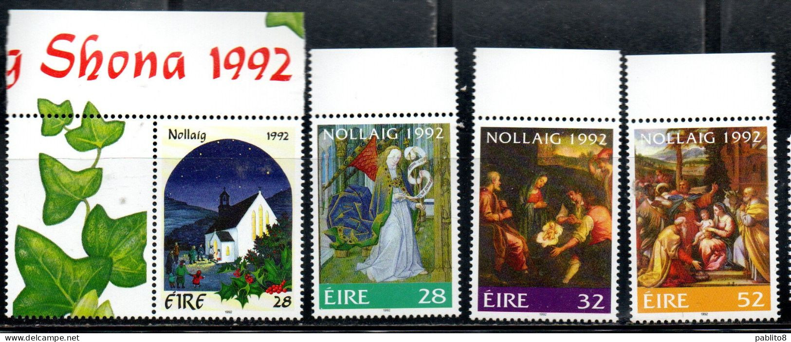 EIRE IRELAND IRLANDA 1992 CHRISTMAS ANNUNCIATION NOLLAIG NATALE NOEL WEIHNACHTEN NAVIDAD COMPLETE SET SERIE COMPLETA MNH - Unused Stamps