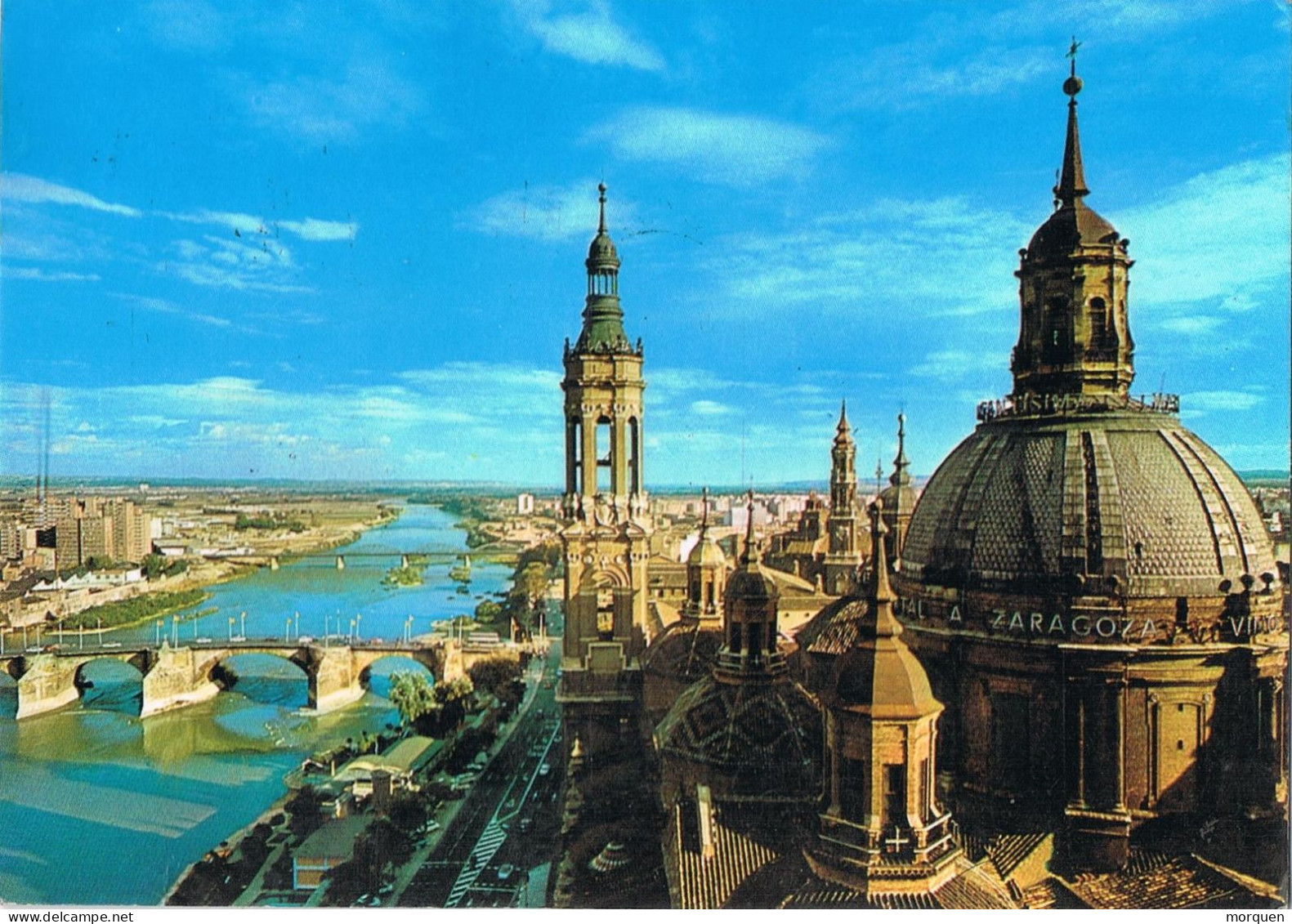 54689. Postal PLENAS (Zaragoza) 1980. Fechador MOYUELA,  RARO. Vista Del Ebro En Paso Por Zaragoza - Covers & Documents