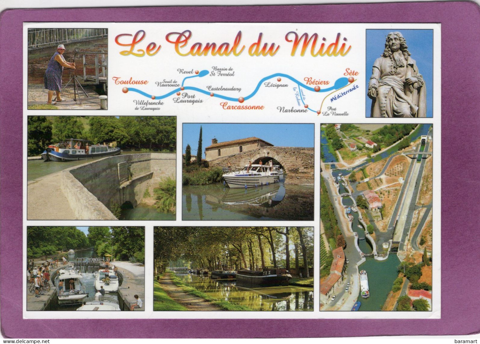 La Canal Du Midi  Carte Géographique Multivues De Sète à Toulouse - Landkarten