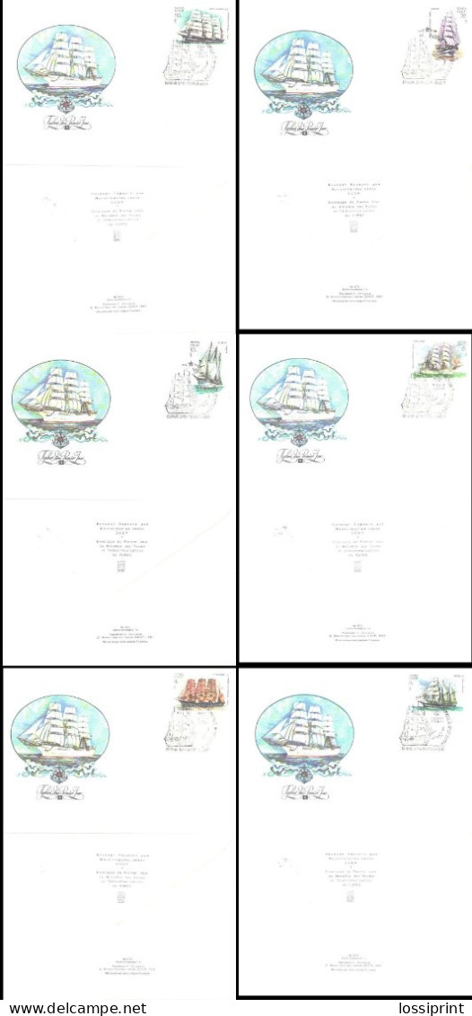 Soviet Union:Russia:USSR:FDC Covers Serie Sailing Ships Fleet, Sedov, Krusenstern, Vega, Kodor, Tovarish, 1981 - FDC