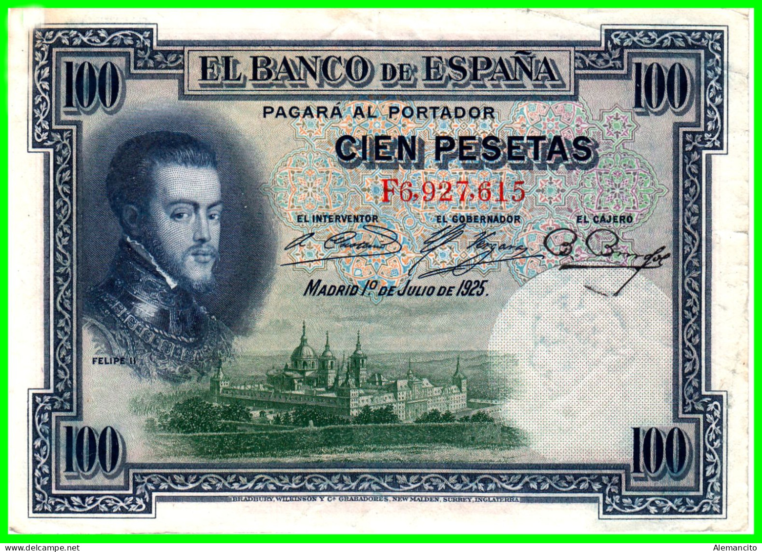 ESPAÑA BILLETE DE 100 PESETAS ALFONSO XIII  II REPUBLICA   AÑO 1925 - 100 Peseten